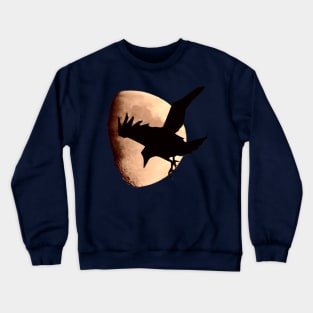 Nocturnal Crow Silhouetted Against A Pink Red Moon Crewneck Sweatshirt